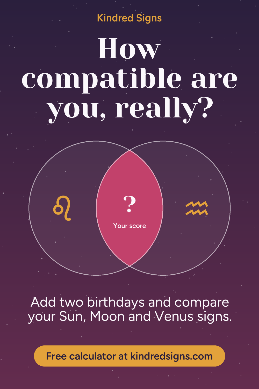 Pin graphic: Love compatibility calculator
