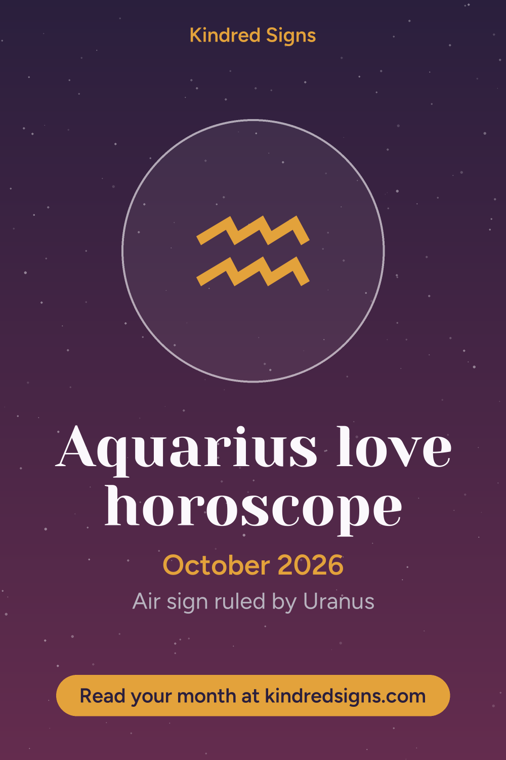 Pin graphic: Aquarius love horoscope for October 2026
