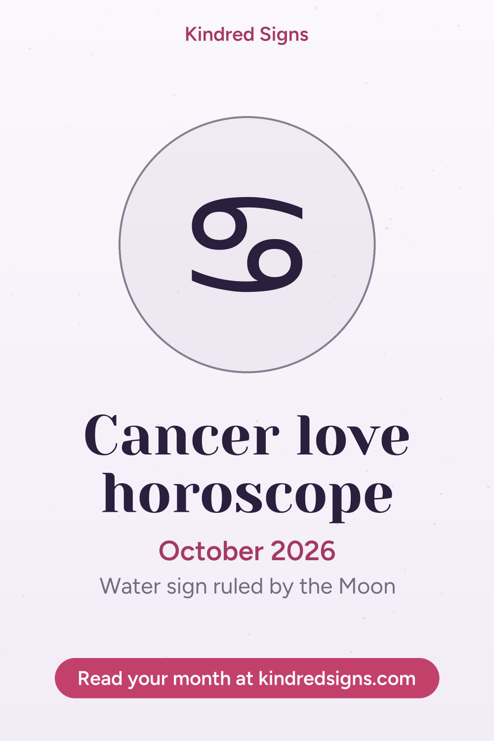 Pin graphic: Cancer love horoscope for October 2026