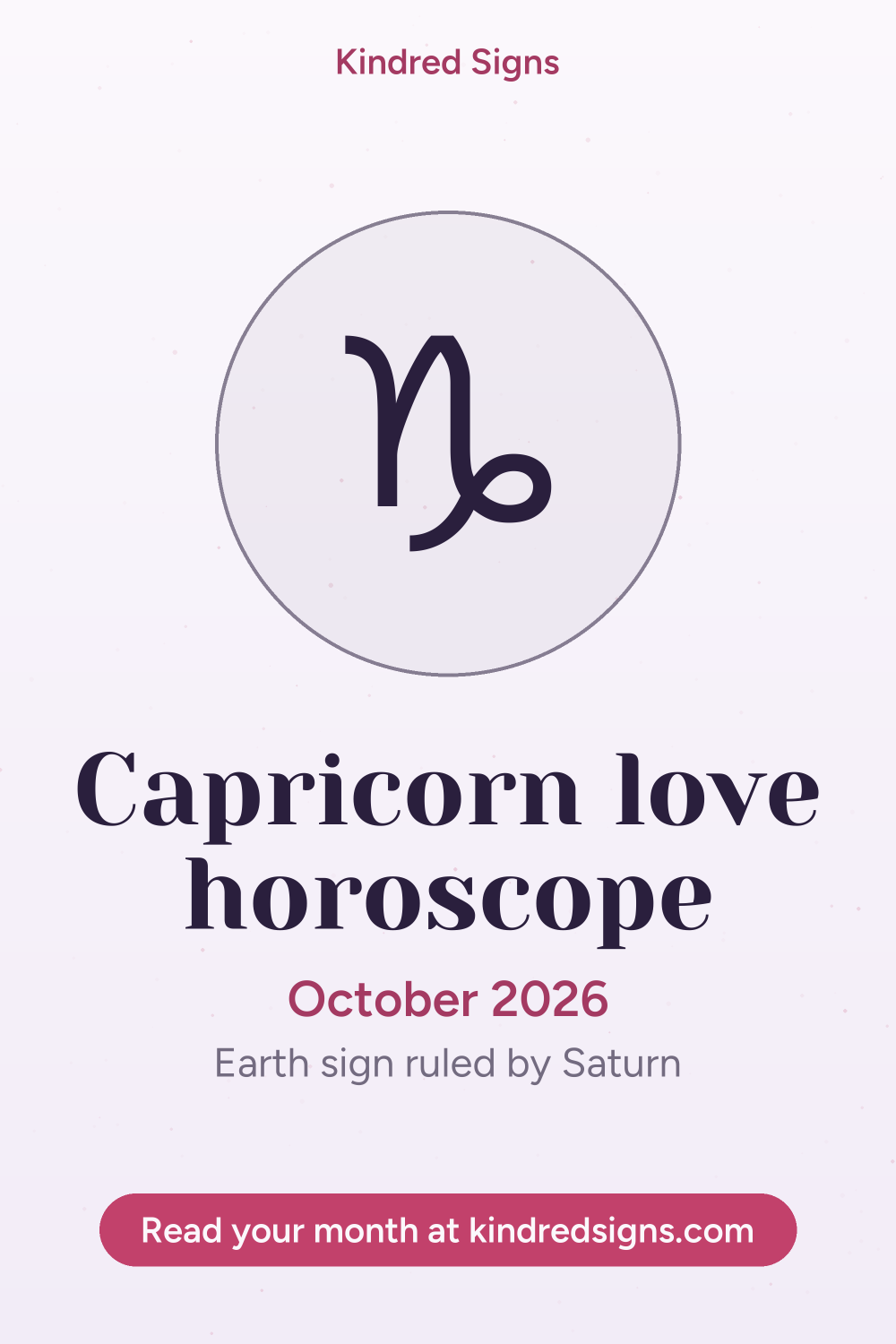 Pin graphic: Capricorn love horoscope for October 2026