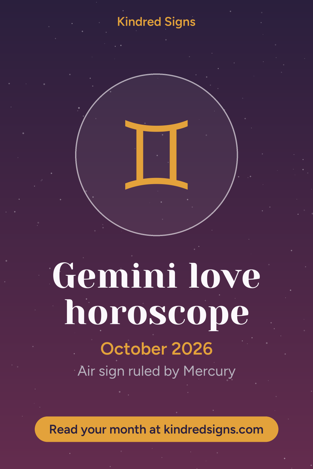 Pin graphic: Gemini love horoscope for October 2026