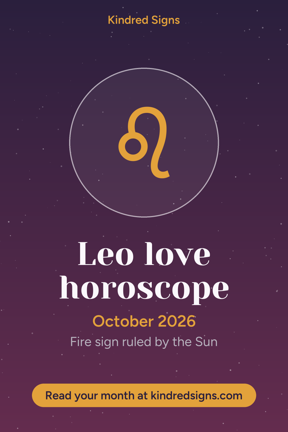 Pin graphic: Leo love horoscope for October 2026