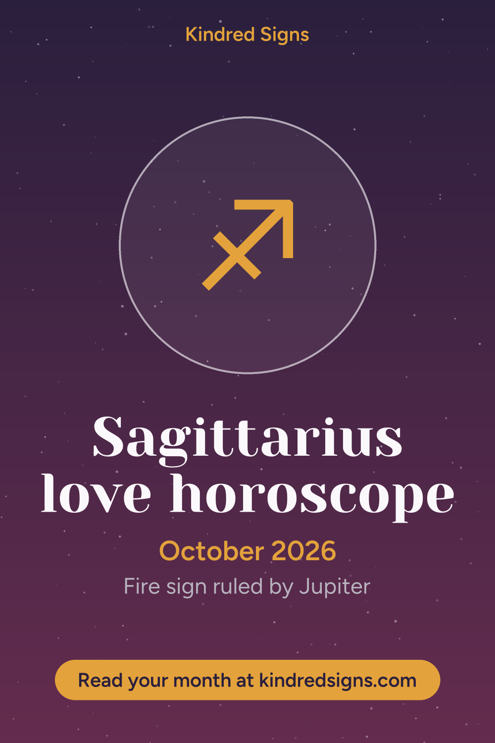 Pin graphic: Sagittarius love horoscope for October 2026