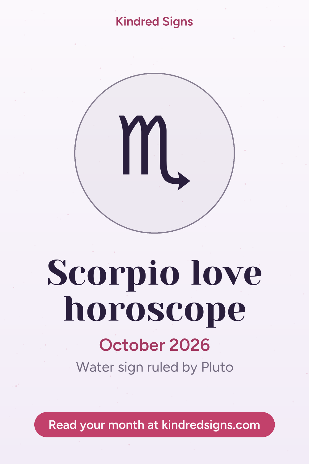 Pin graphic: Scorpio love horoscope for October 2026