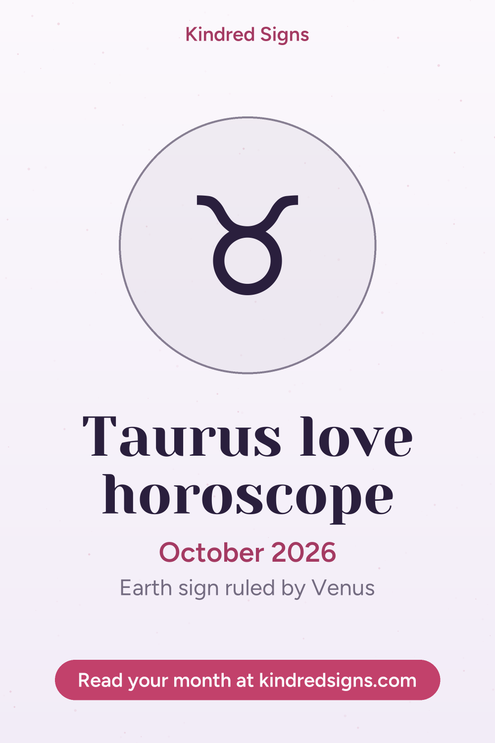 Pin graphic: Taurus love horoscope for October 2026