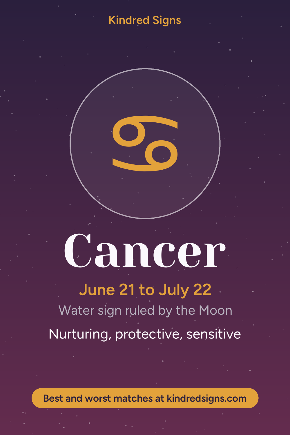 Pin graphic: Cancer in love: personality, compatibility and best matches