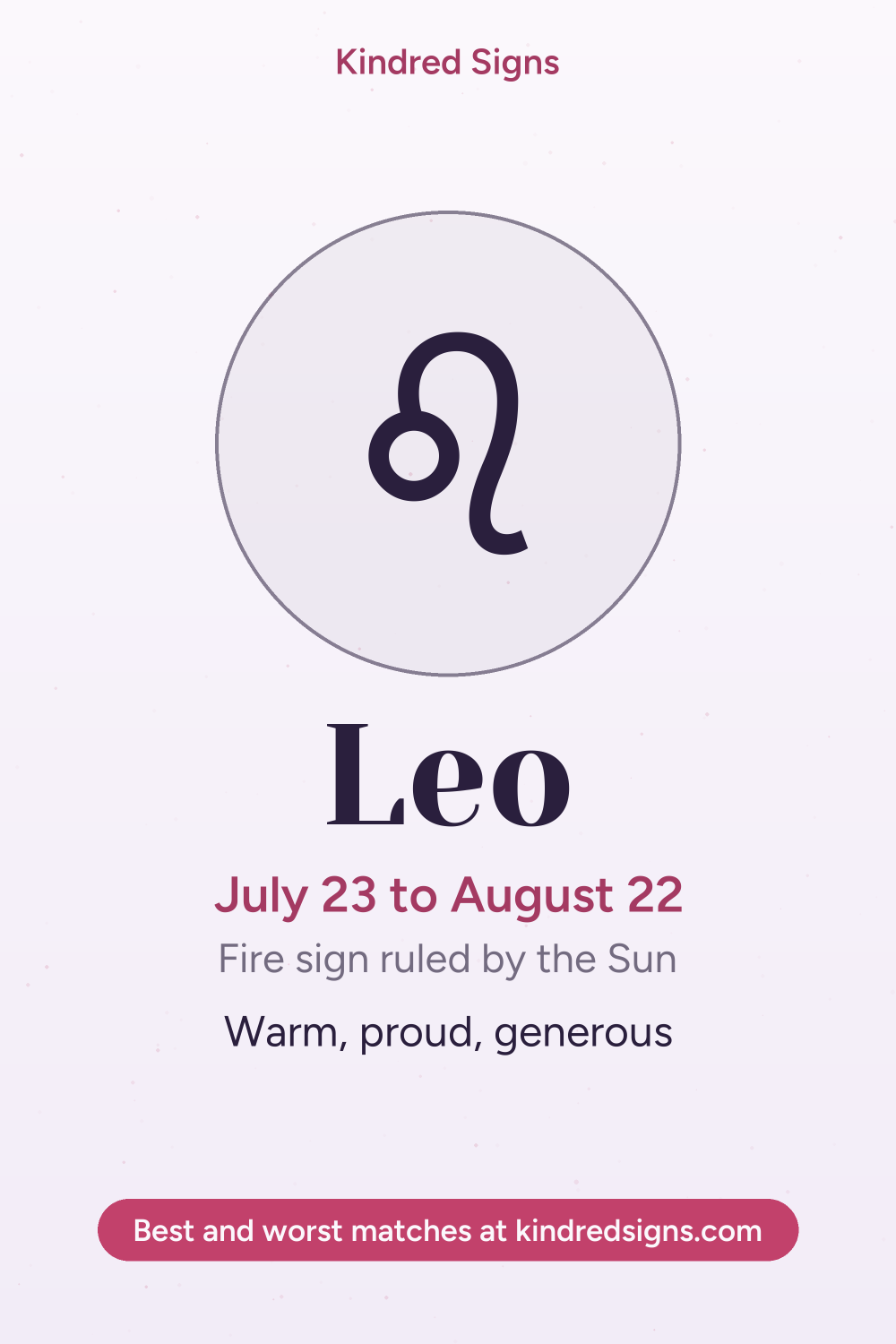 Pin graphic: Leo in love: personality, compatibility and best matches