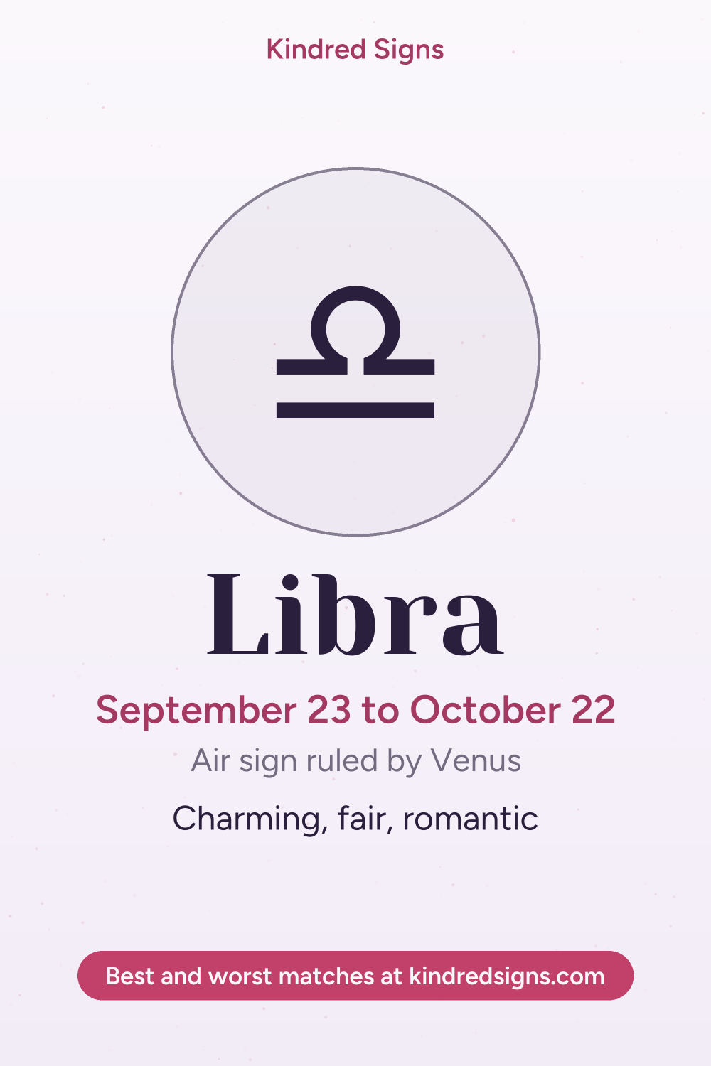 Pin graphic: Libra in love: personality, compatibility and best matches