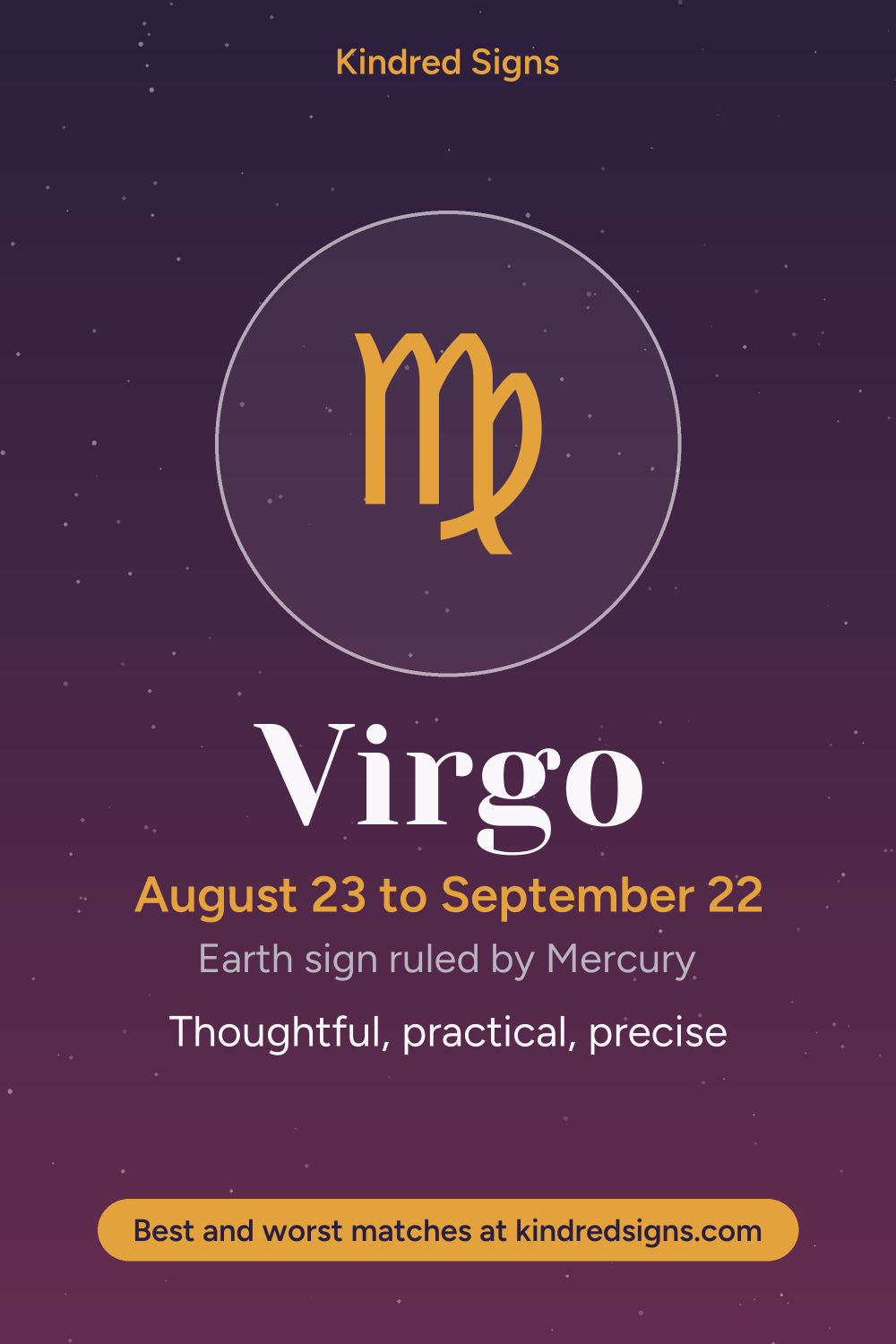Pin graphic: Virgo in love: personality, compatibility and best matches